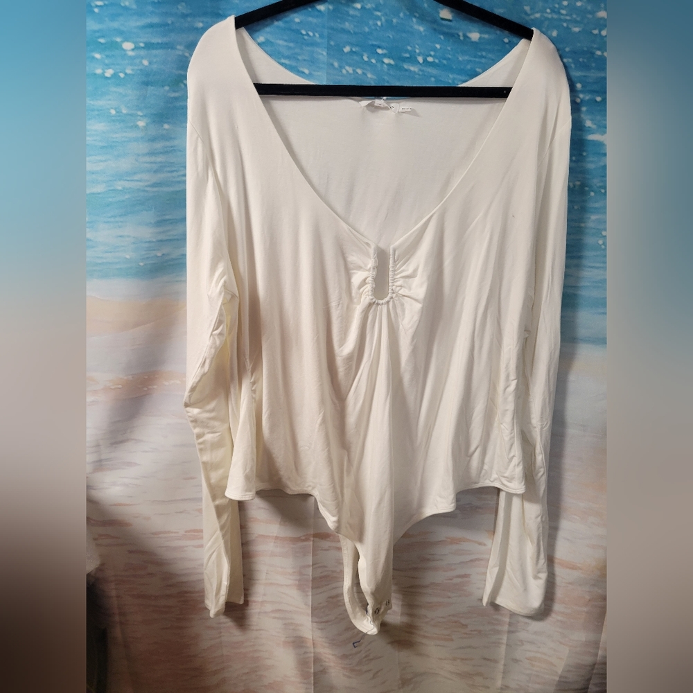 Good American NWT‎ Jersey U Ring Bodysuit Ivory Size 7 4XL